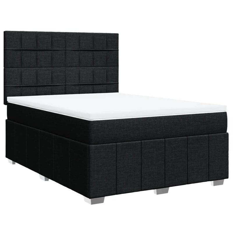 Pat box spring cu saltea, negru, 160x200 cm, textil