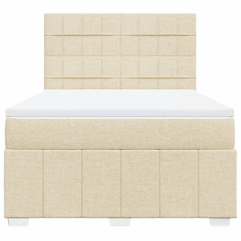 Pat box spring cu saltea, crem, 160x200 cm, material textil