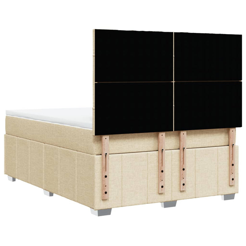 Pat box spring cu saltea, crem, 160x200 cm, material textil