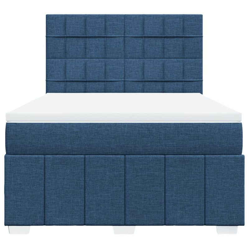 Pat continental cu saltea, albastru, 160x200cm, material textil