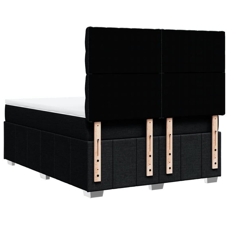 Pat box spring cu saltea, negru, 160x200 cm, textil