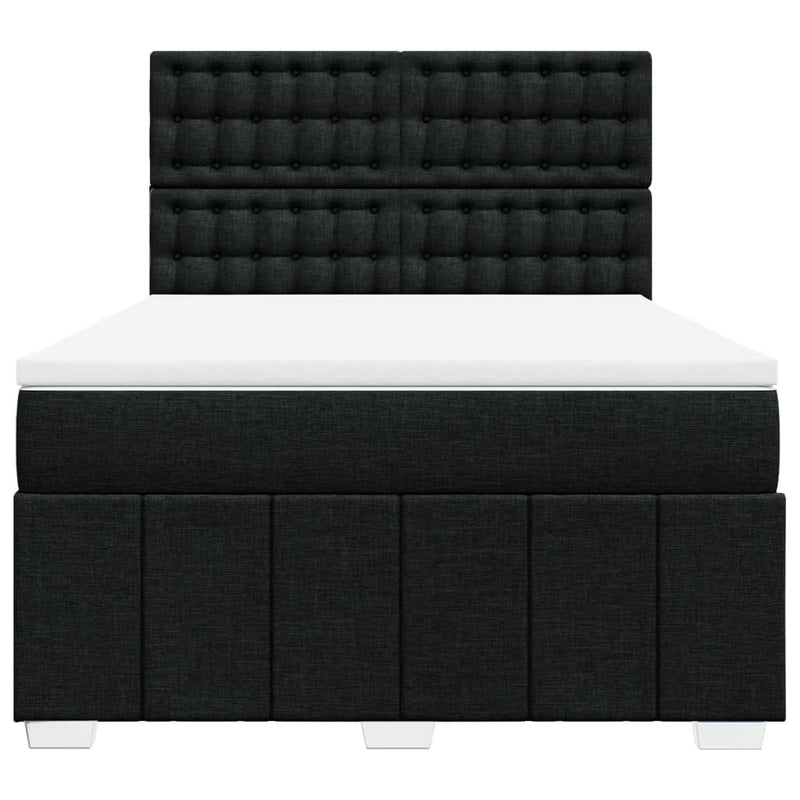 Pat box spring cu saltea, negru, 160x200 cm, textil