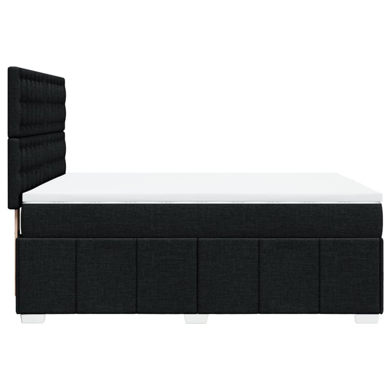 Pat box spring cu saltea, negru, 160x200 cm, textil