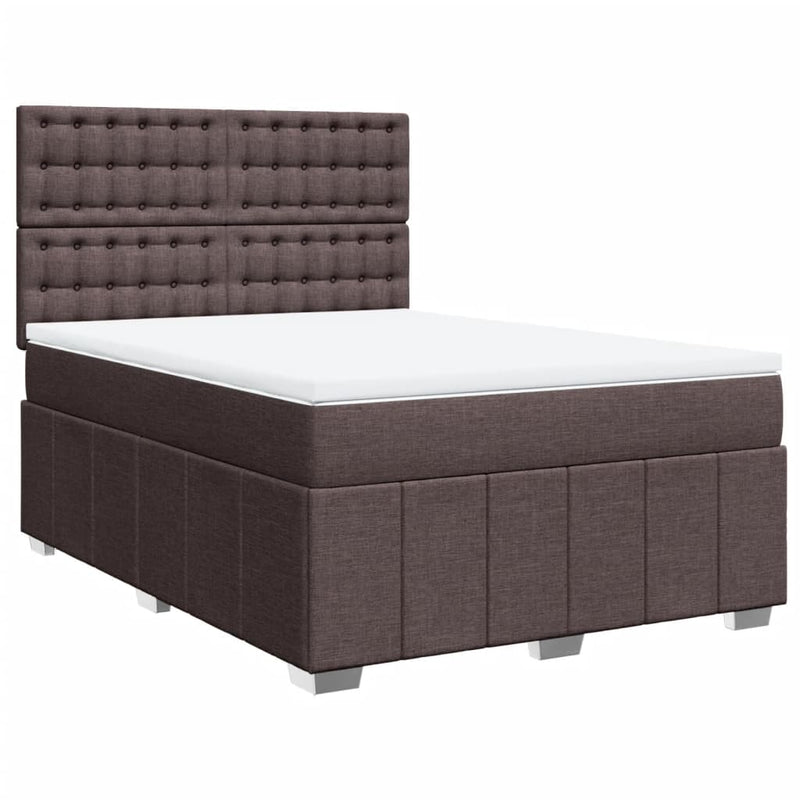 Pat box spring cu saltea, maro închis, 160x200 cm, textil
