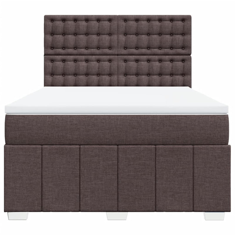 Pat box spring cu saltea, maro închis, 160x200 cm, textil