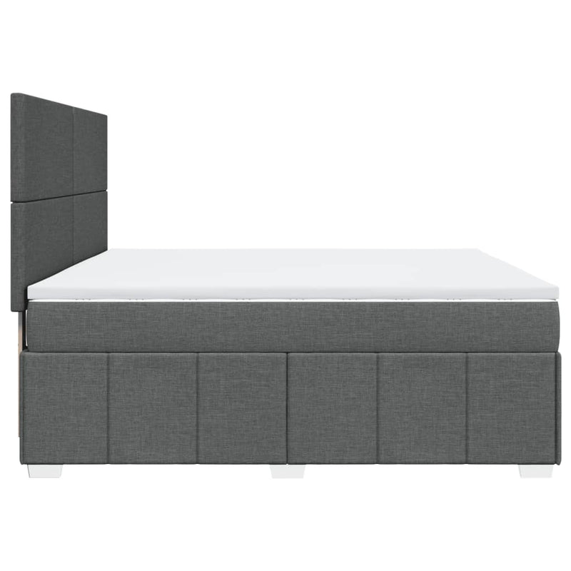 Pat box spring cu saltea, gri închis, 180x200 cm, textil
