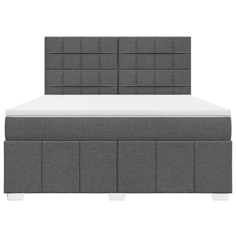 Pat box spring cu saltea, gri închis, 180x200 cm, textil