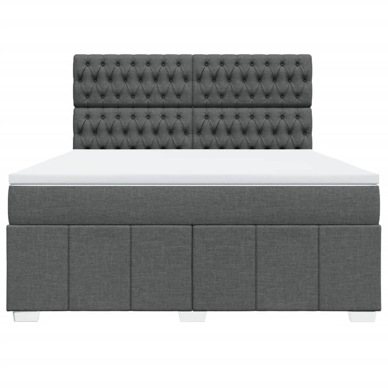 Pat box spring cu saltea, gri închis, 180x200 cm, textil