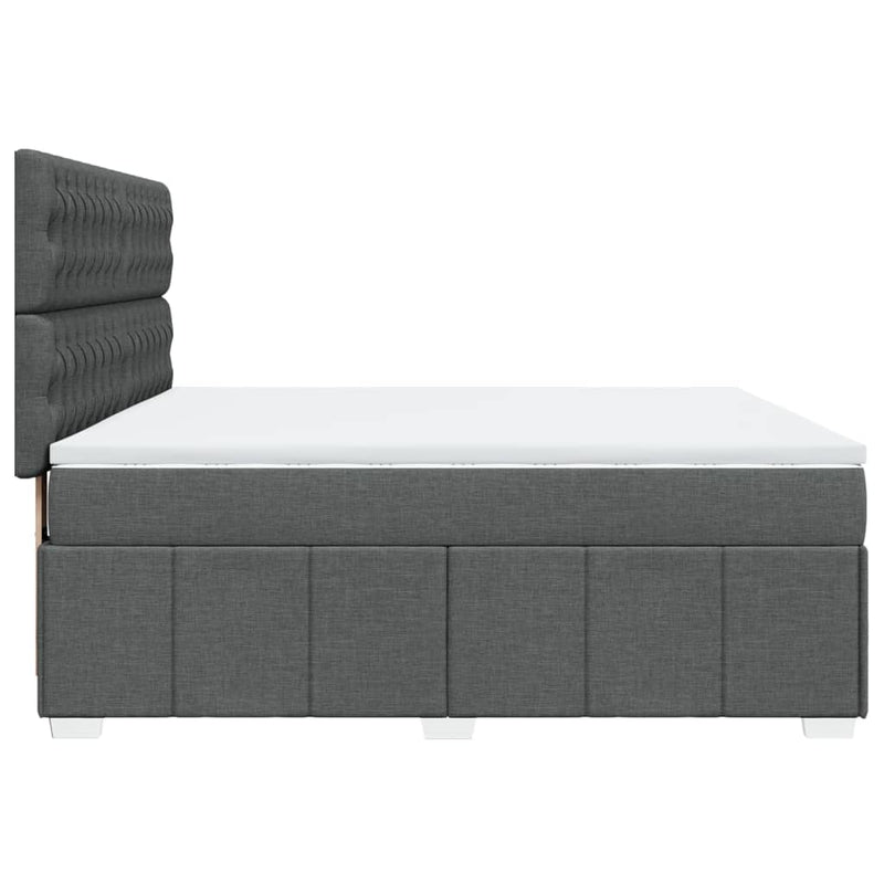 Pat box spring cu saltea, gri închis, 180x200 cm, textil