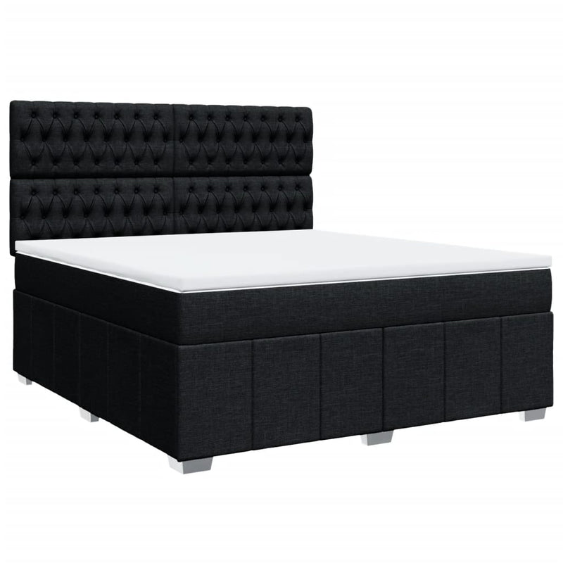 Pat box spring cu saltea, negru, 180x200 cm, catifea