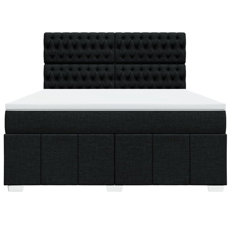 Pat box spring cu saltea, negru, 180x200 cm, catifea