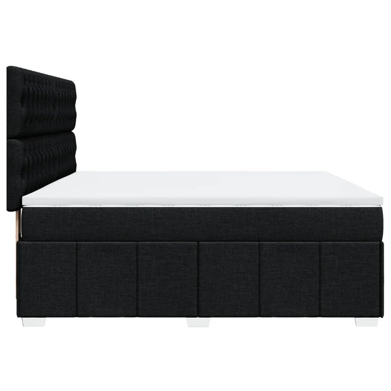 Pat box spring cu saltea, negru, 180x200 cm, catifea