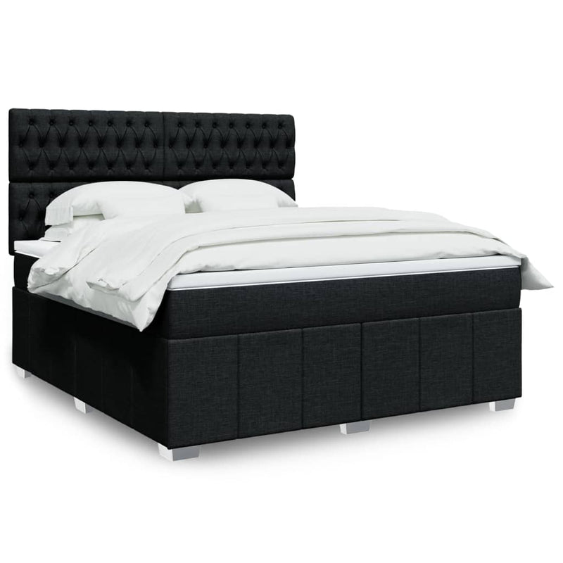 Pat box spring cu saltea, negru, 180x200 cm, catifea