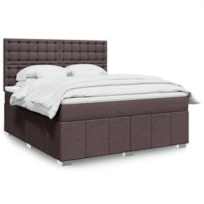 Pat continental cu saltea maro închis 180x200cm material textil