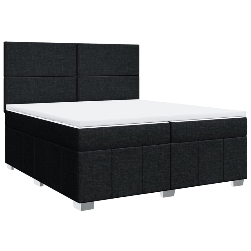 Pat box spring cu saltea, negru, 200x200 cm, textil