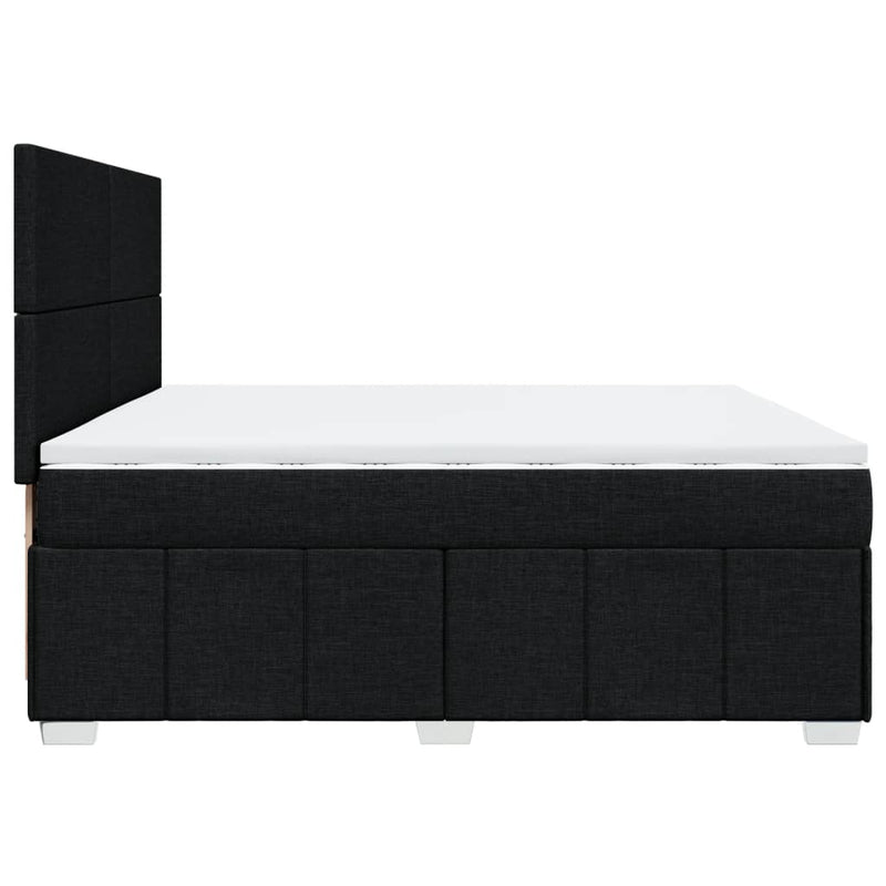 Pat box spring cu saltea, negru, 200x200 cm, textil