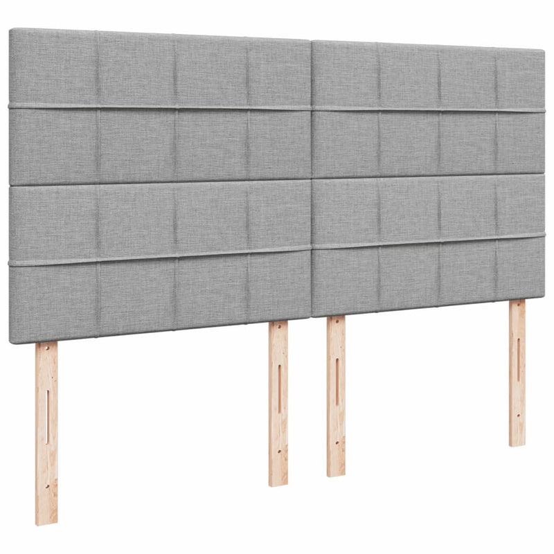 Pat box spring cu saltea, gri deschis, 200x200 cm, textil