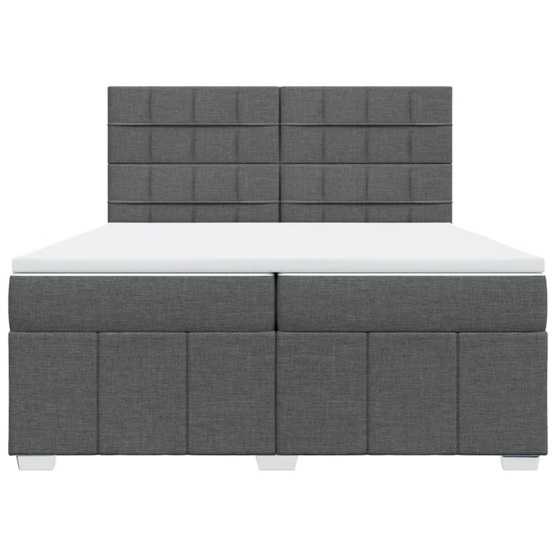 Pat box spring cu saltea, gri închis, 200x200 cm, textil
