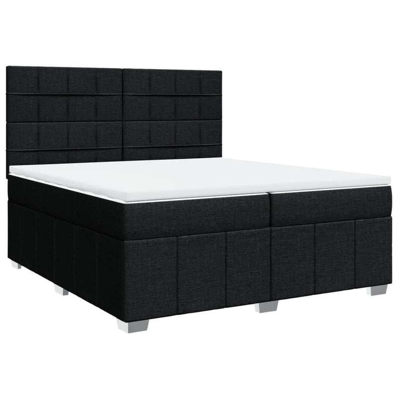Pat box spring cu saltea, negru, 200x200 cm, textil
