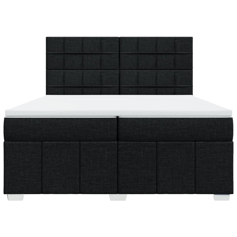 Pat box spring cu saltea, negru, 200x200 cm, textil