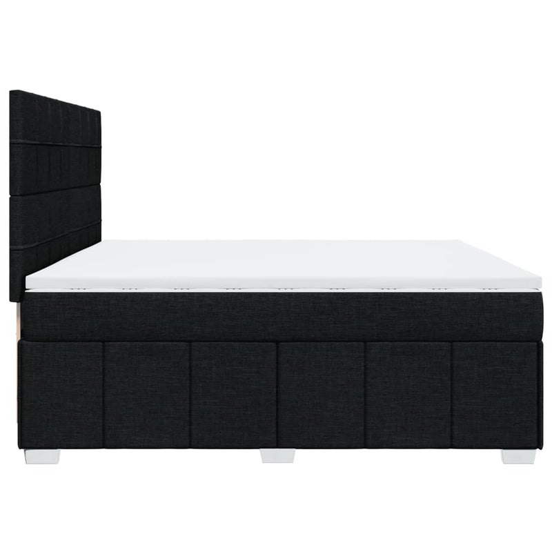 Pat box spring cu saltea, negru, 200x200 cm, textil