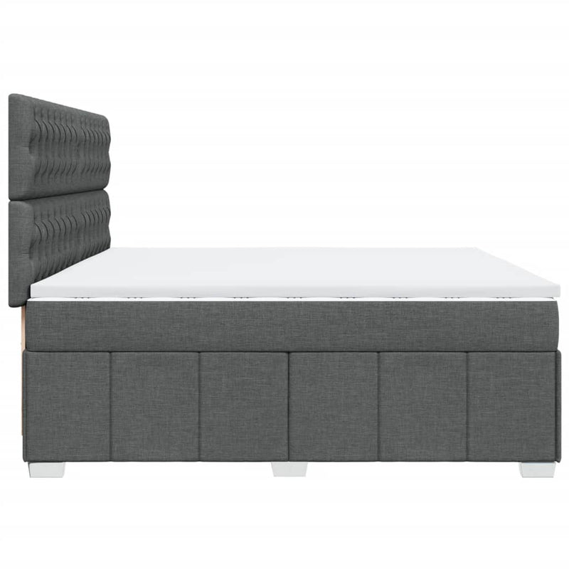 Pat box spring cu saltea, gri închis, 200x200 cm, textil