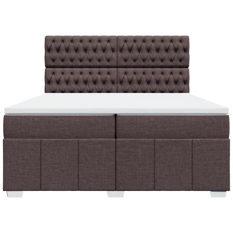 Pat box spring cu saltea, maro închis, 200x200 cm, textil