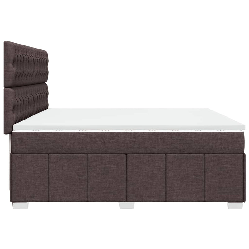 Pat box spring cu saltea, maro închis, 200x200 cm, textil