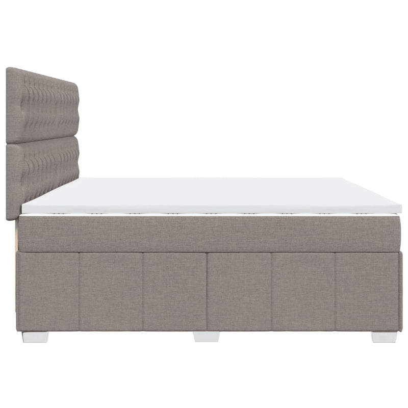 Pat box spring cu saltea, gri taupe, 200x200 cm, textil