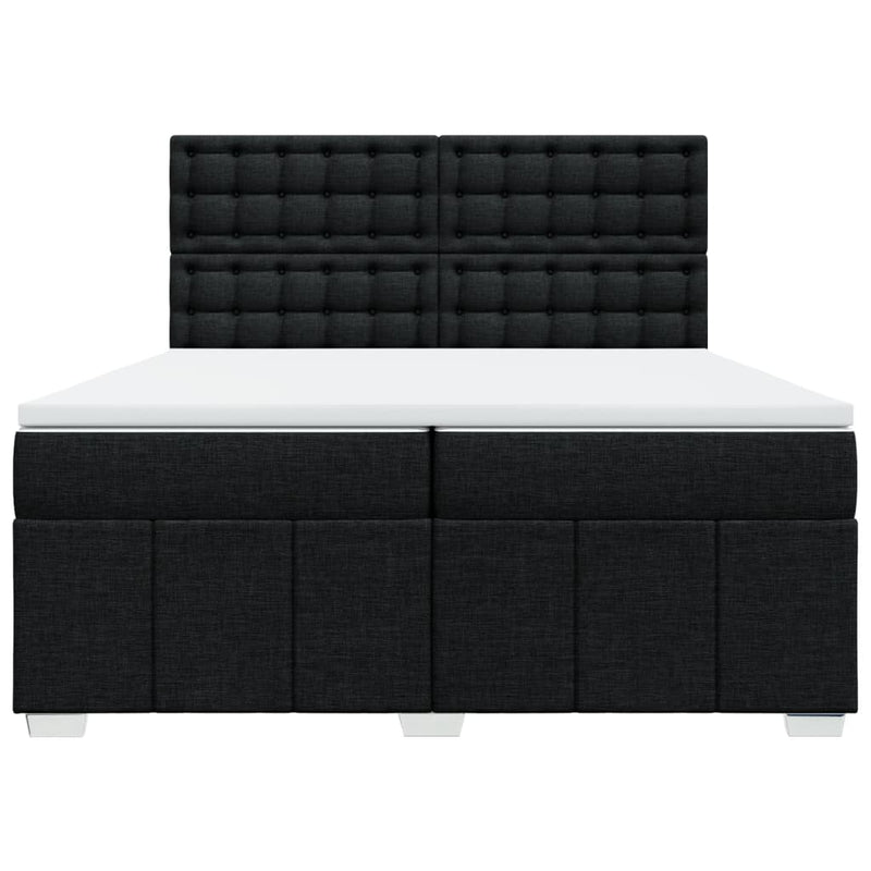Pat box spring cu saltea, negru, 200x200 cm, textil