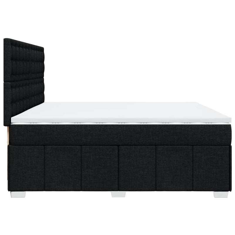 Pat box spring cu saltea, negru, 200x200 cm, textil