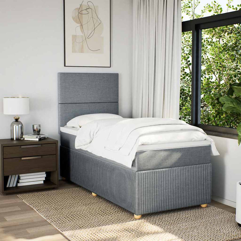 Pat continental cu saltea, gri deschis, 80x200 cm, textil