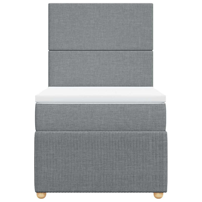 Pat continental cu saltea, gri deschis, 80x200 cm, textil