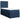 Pat box spring cu saltea, albastru, 80x200 cm, textil