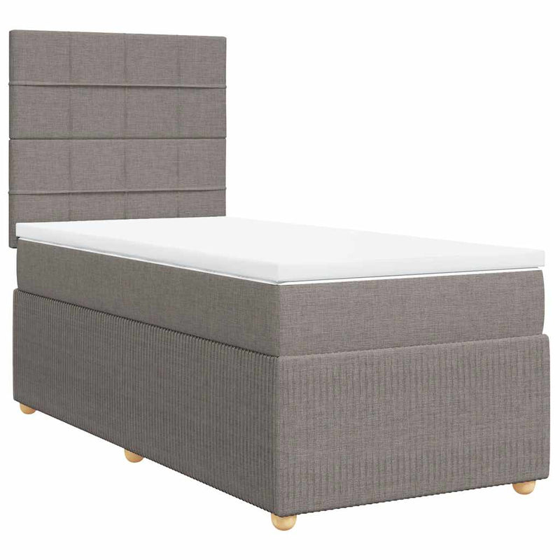 Pat box spring cu saltea, gri taupe, 80x200 cm, textil