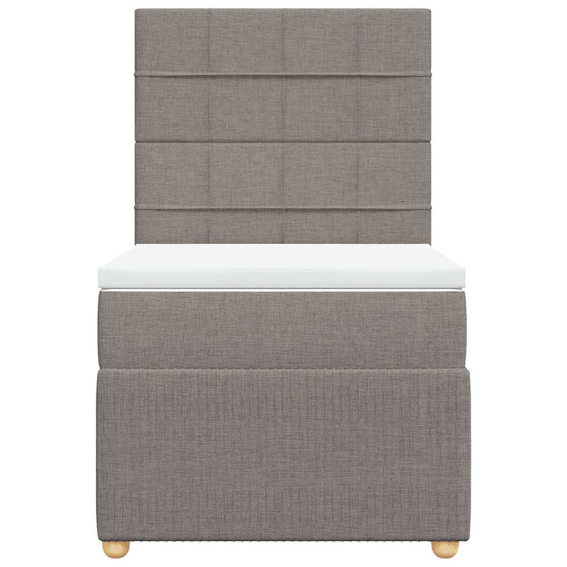 Pat box spring cu saltea, gri taupe, 80x200 cm, textil