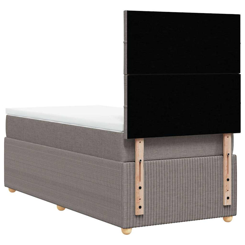 Pat box spring cu saltea, gri taupe, 80x200 cm, textil