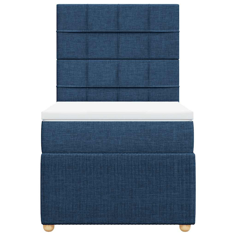 Pat box spring cu saltea, albastru, 80x200 cm, textil