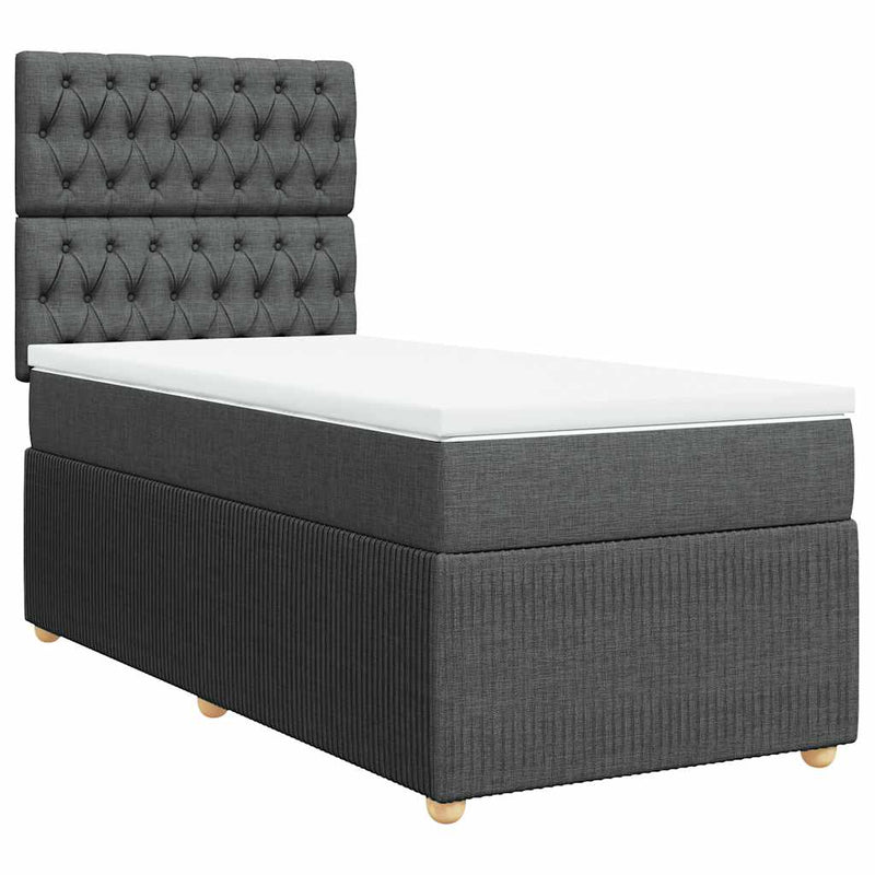 Pat box spring cu saltea, gri închis, 80x200 cm, textil