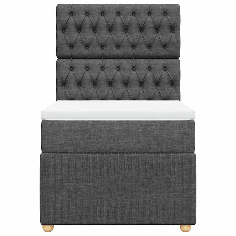 Pat box spring cu saltea, gri închis, 80x200 cm, textil