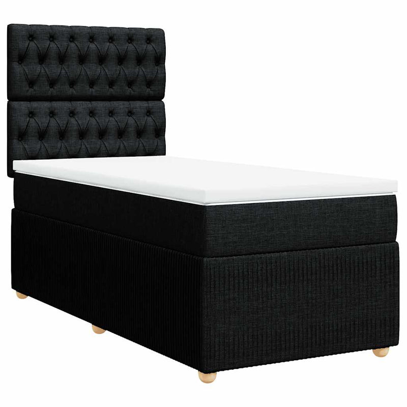 Pat box spring cu saltea, negru, 80x200 cm, textil