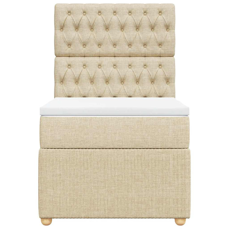 Pat box spring cu saltea, crem, 80x200 cm, textil