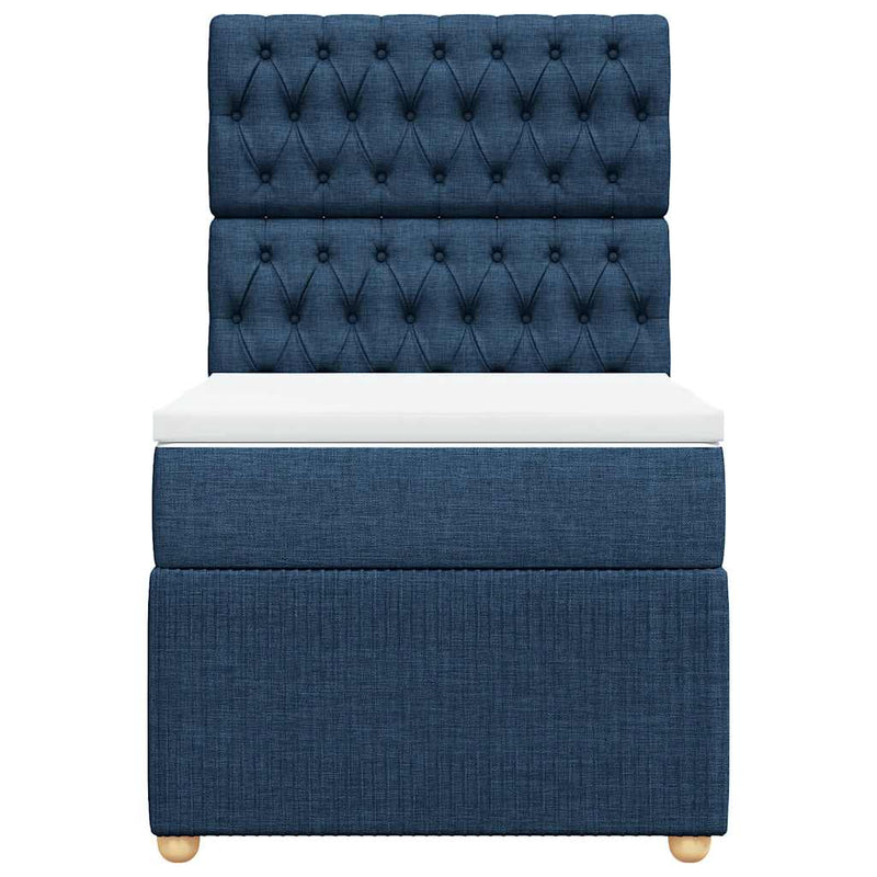 Pat box spring cu saltea, albastru, 80x200 cm, textil