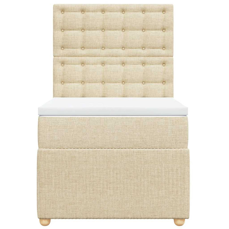 Pat box spring cu saltea, crem, 80x200 cm, textil
