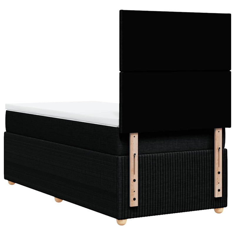 Pat box spring cu saltea, negru, 90x190 cm, textil