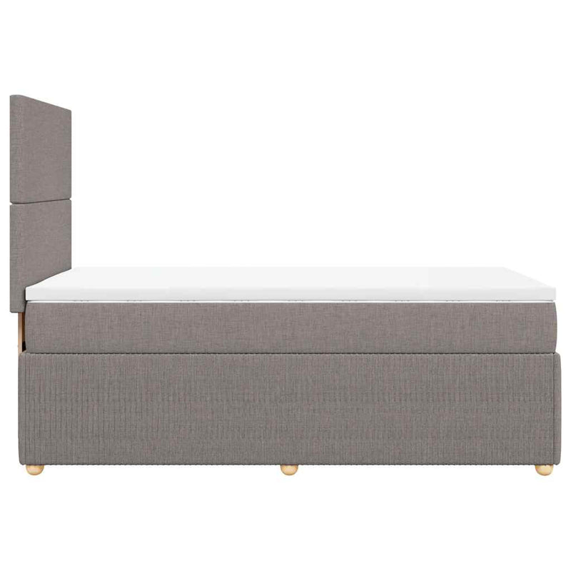 Pat box spring cu saltea, gri taupe, 90x190 cm, textil
