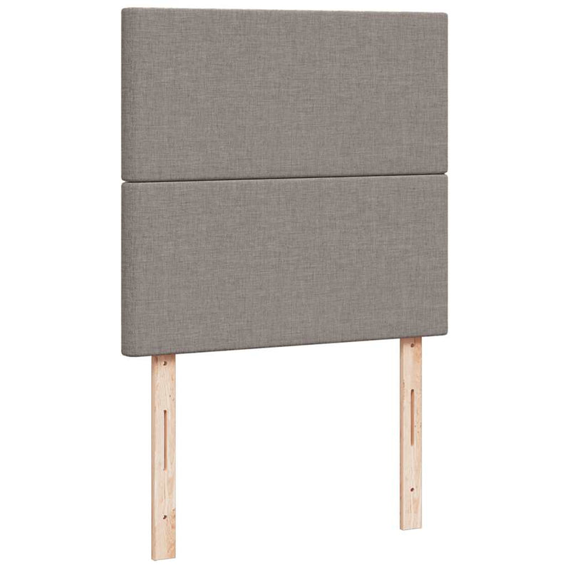 Pat box spring cu saltea, gri taupe, 90x190 cm, textil