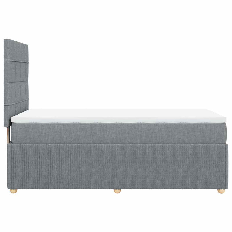 Pat box spring cu saltea, gri deschis, 90x190 cm, textil