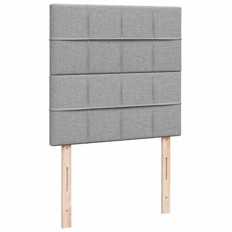 Pat box spring cu saltea, gri deschis, 90x190 cm, textil