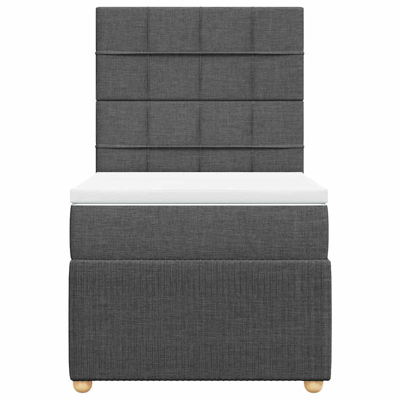 Pat box spring cu saltea, gri închis, 90x190 cm, textil
